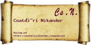 Csatári Nikander névjegykártya